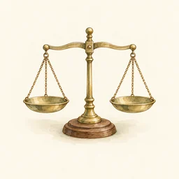 Une balance à deux plateaux en laiton.
